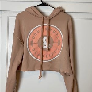 Peach Doughnuts & Deadlifts cropped hoodie